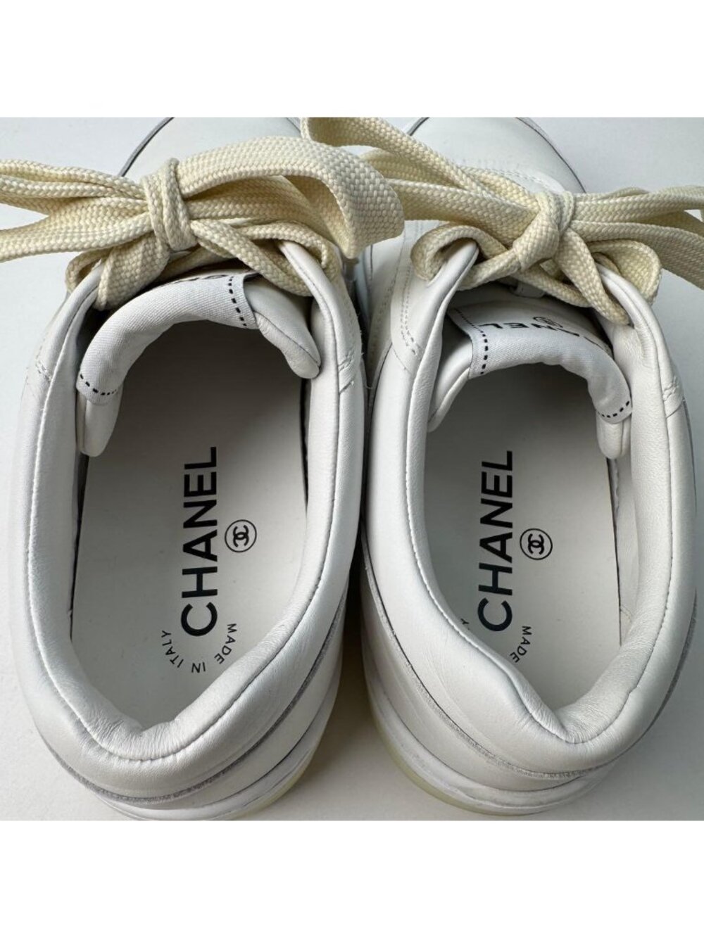 Chanel CC Logo Leather Sneakers - Picture 7 of 13